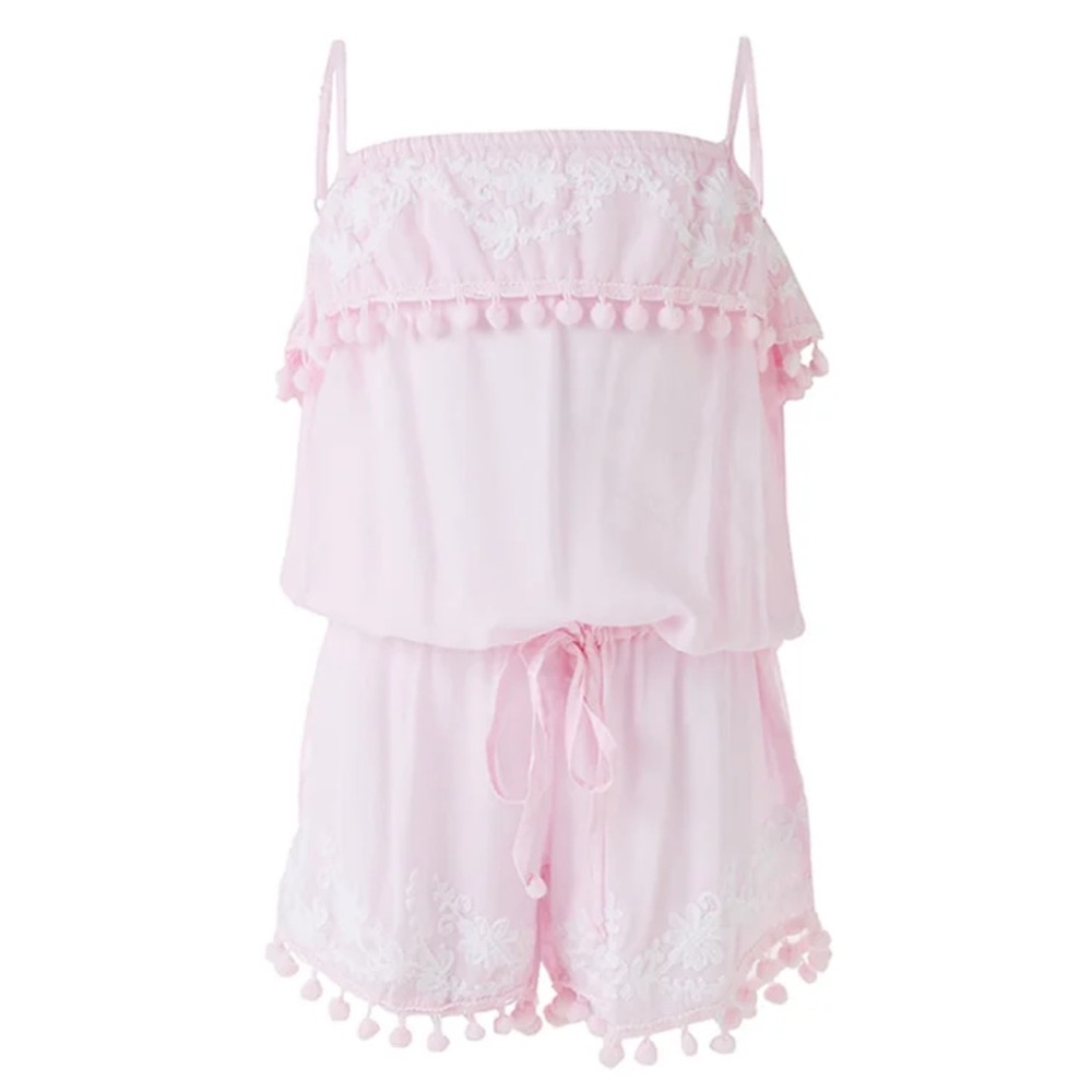 Melissa Odabash BABY EISHA BLUSH/WHITE EMBROIDERED PLAYSUIT